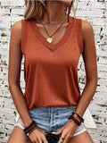V-Neck Ribbed Trim Tank - Draped in Grace