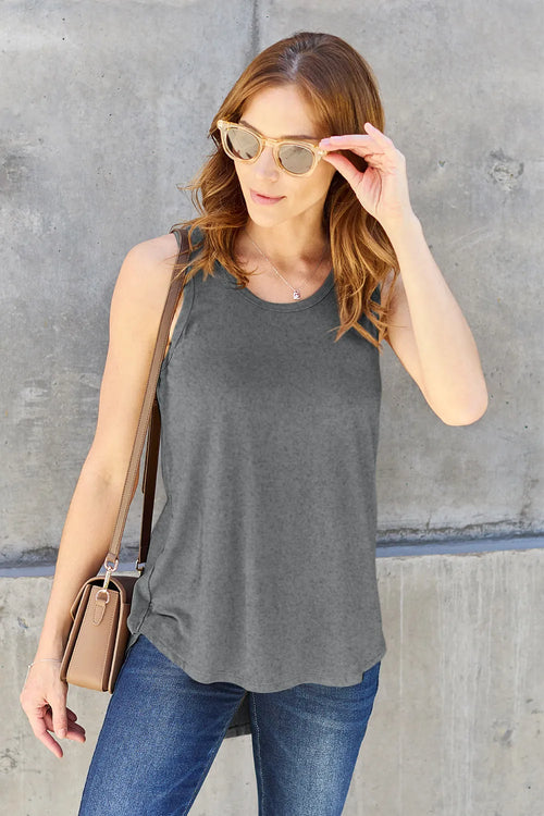 Basic Bae Full Size Round Neck Curved Hem Tank - Draped in Grace