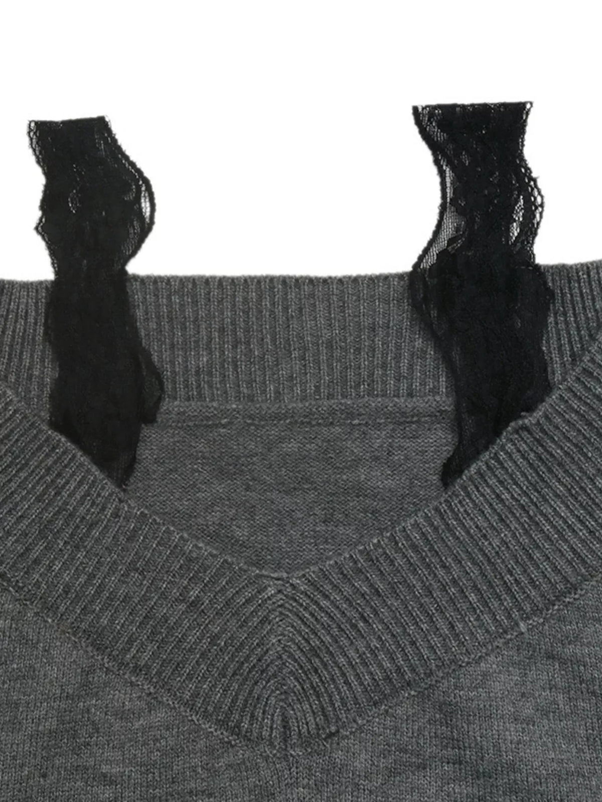 Off-Shoulder Lace Trim Sweater - Draped in Grace