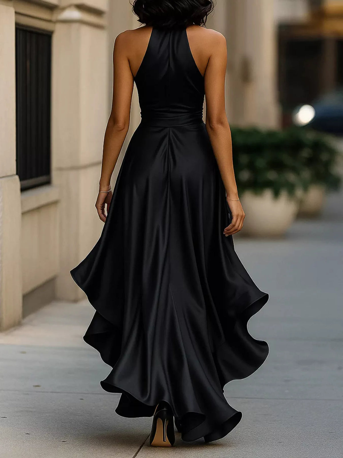 Ruffled Halter Neck Maxi Dress - Draped in Grace