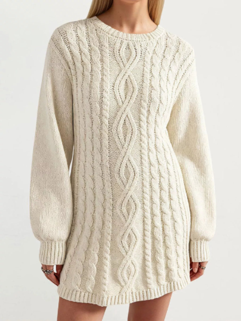 Cable Knit Sweater Mini Dress - Draped in Grace