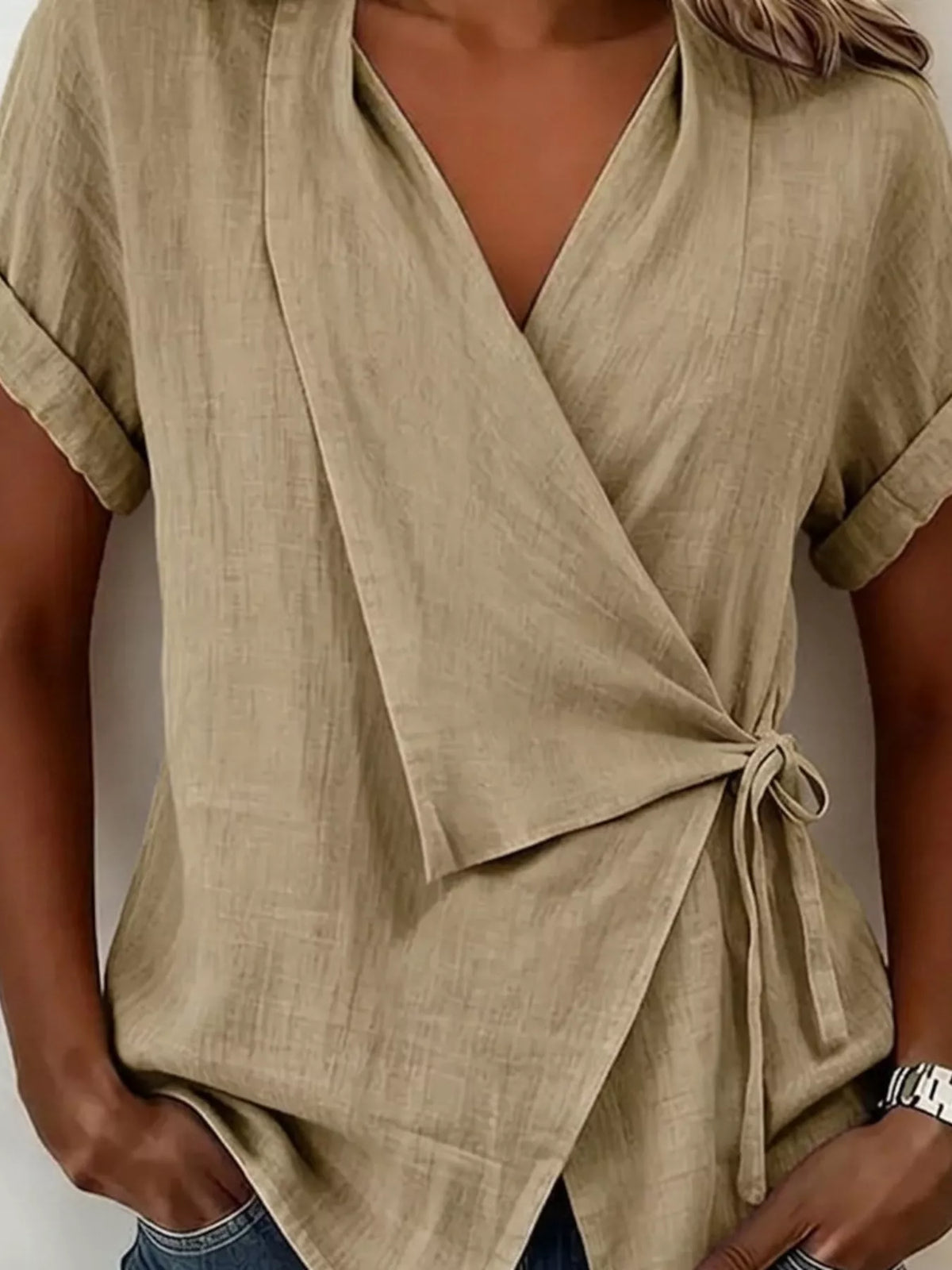 Tie-Side Detail Wrap Top - Draped in Grace