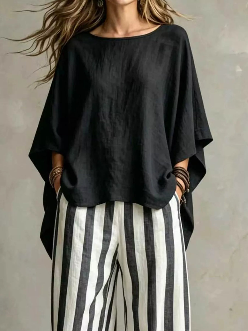 Full Size Solid Color Top and Pants Set Plus Size - Draped in Grace