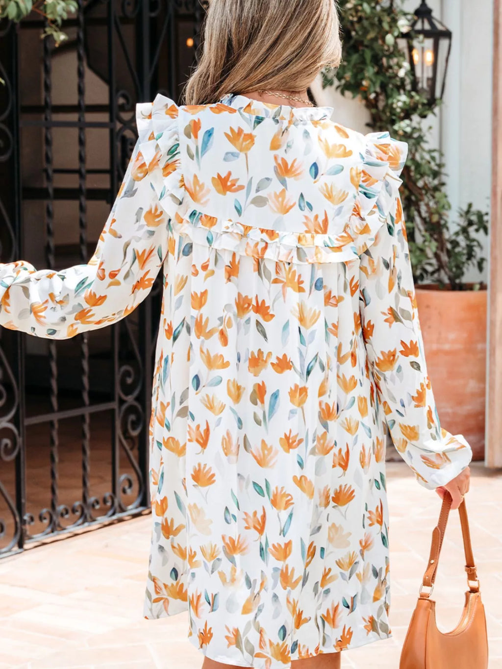 Bohemian Floral Print Ruffle Mini Dress - Draped in Grace