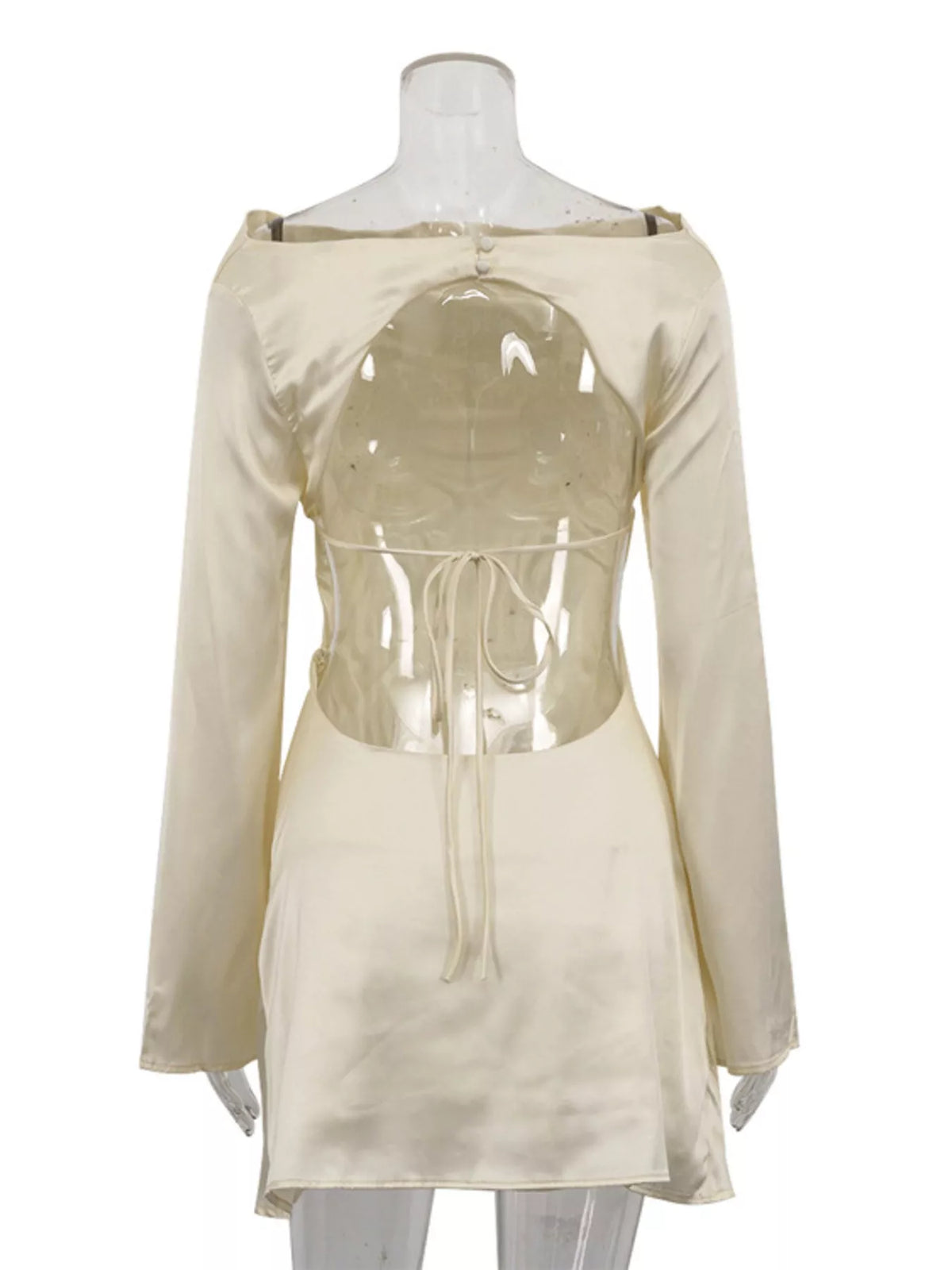 Backless Long Sleeve Mini Dress - Draped in Grace