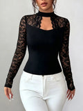 Lace Trim Cutout Front Top - Draped in Grace
