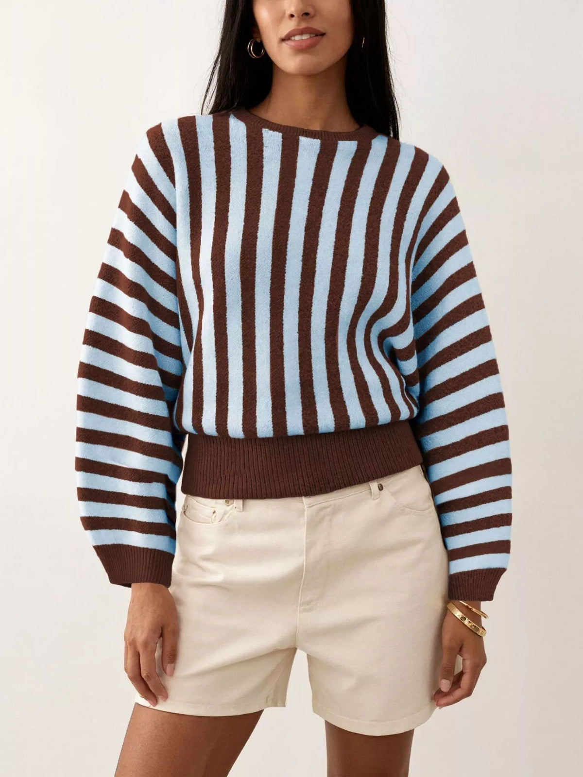 Striped Crew Neck Sweater - Draped in Grace
