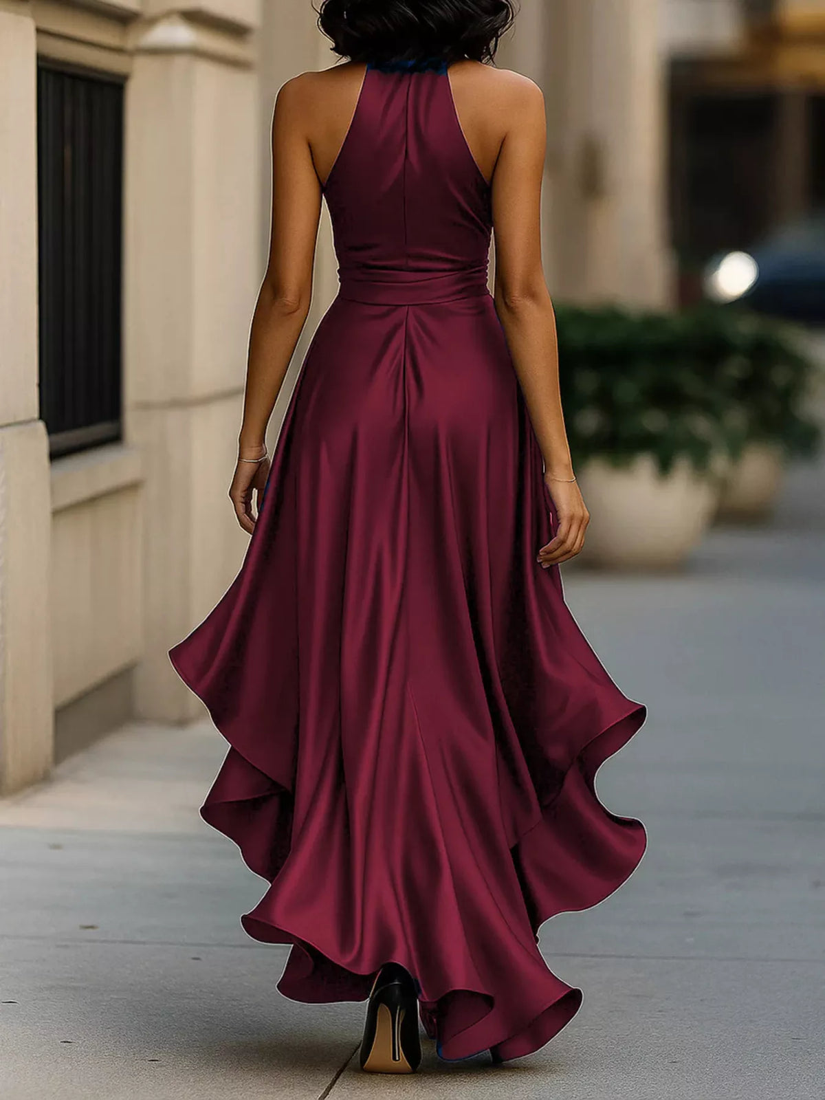 Ruffled Halter Neck Maxi Dress - Draped in Grace