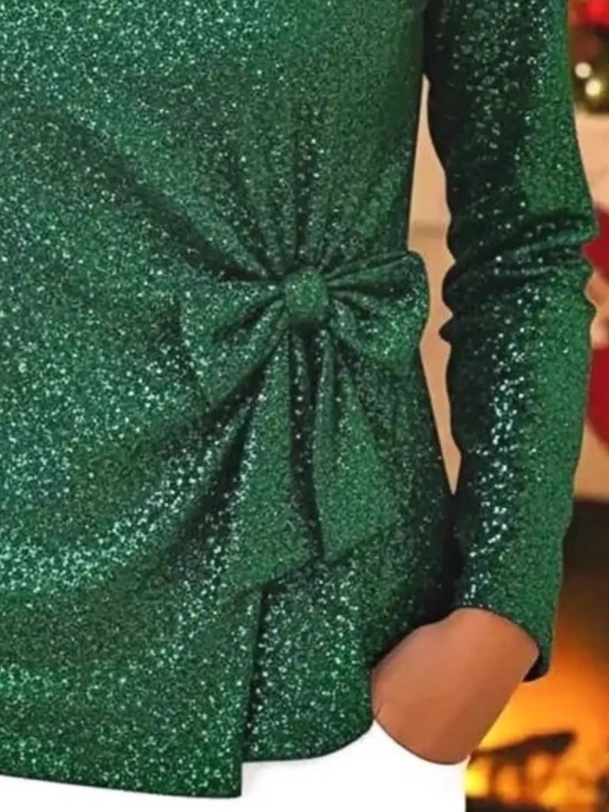 Full Size Sequin Bow-Knot Long Sleeve Top Plus Size - Draped in Grace