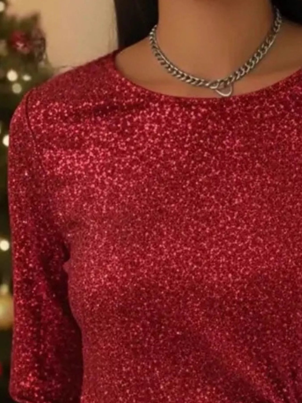 Full Size Sequin Bow-Knot Long Sleeve Top Plus Size - Draped in Grace