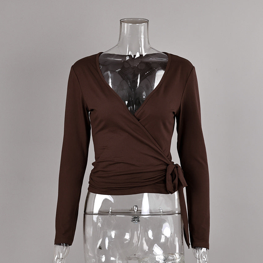 Fashionable Wrap Style Figure-hugging Top - Draped in Grace