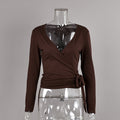 Fashionable Wrap Style Figure-hugging Top - Draped in Grace