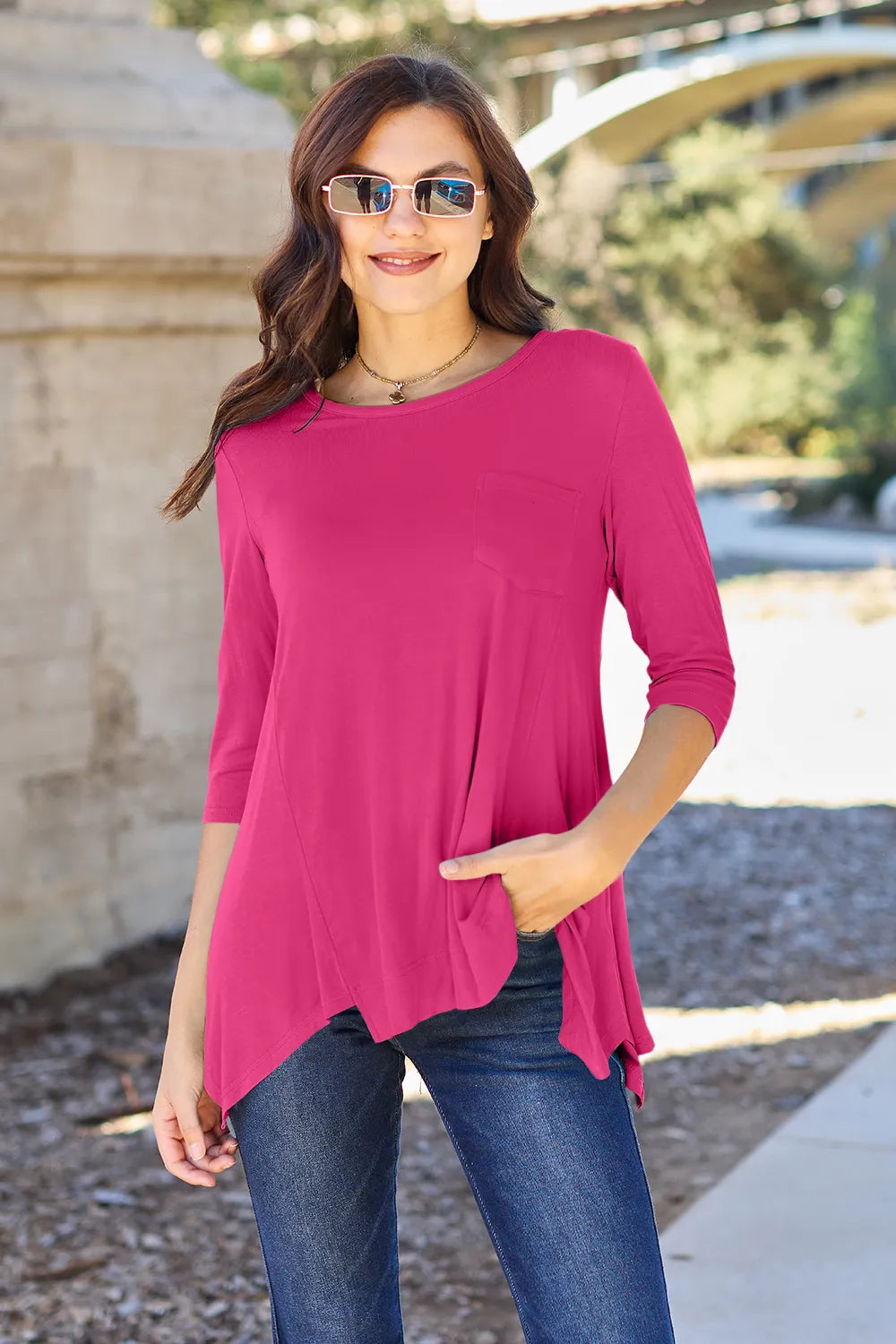 Basic Bae Full Size Round Neck Pocketed T-Shirt - Draped in Grace