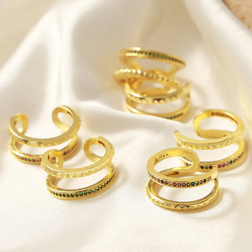 Gold-Plated Czech Diamond Double-Layered Ring - Draped in Grace