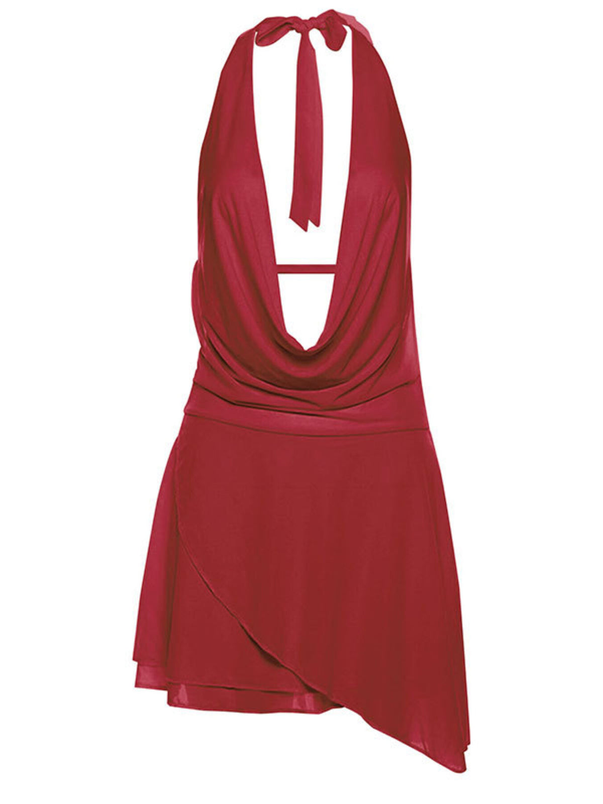 Ruffled Halter Neck Mini Dress - Draped in Grace