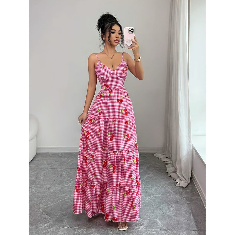 Fitted-waist Multi-layered Long Camisole Dress - Draped in Grace