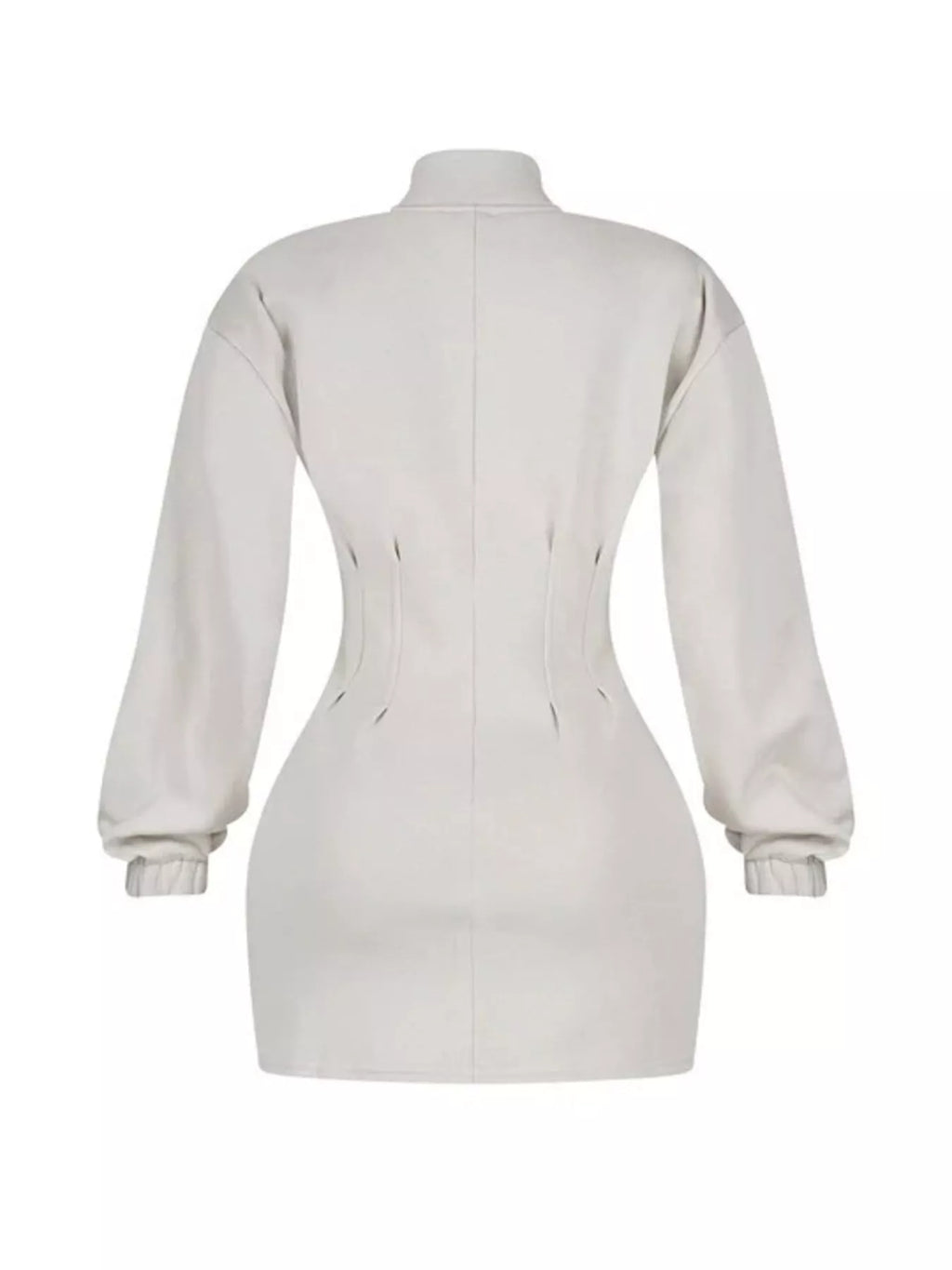 Casual Zip-Up Long Sleeve Mini Dress - Draped in Grace