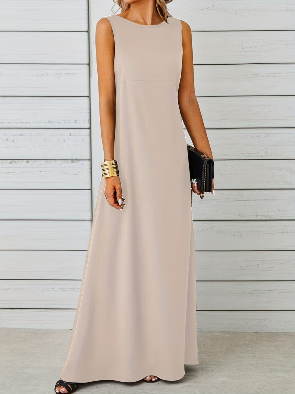Sleeveless Flowy Maxi Dress - Draped in Grace