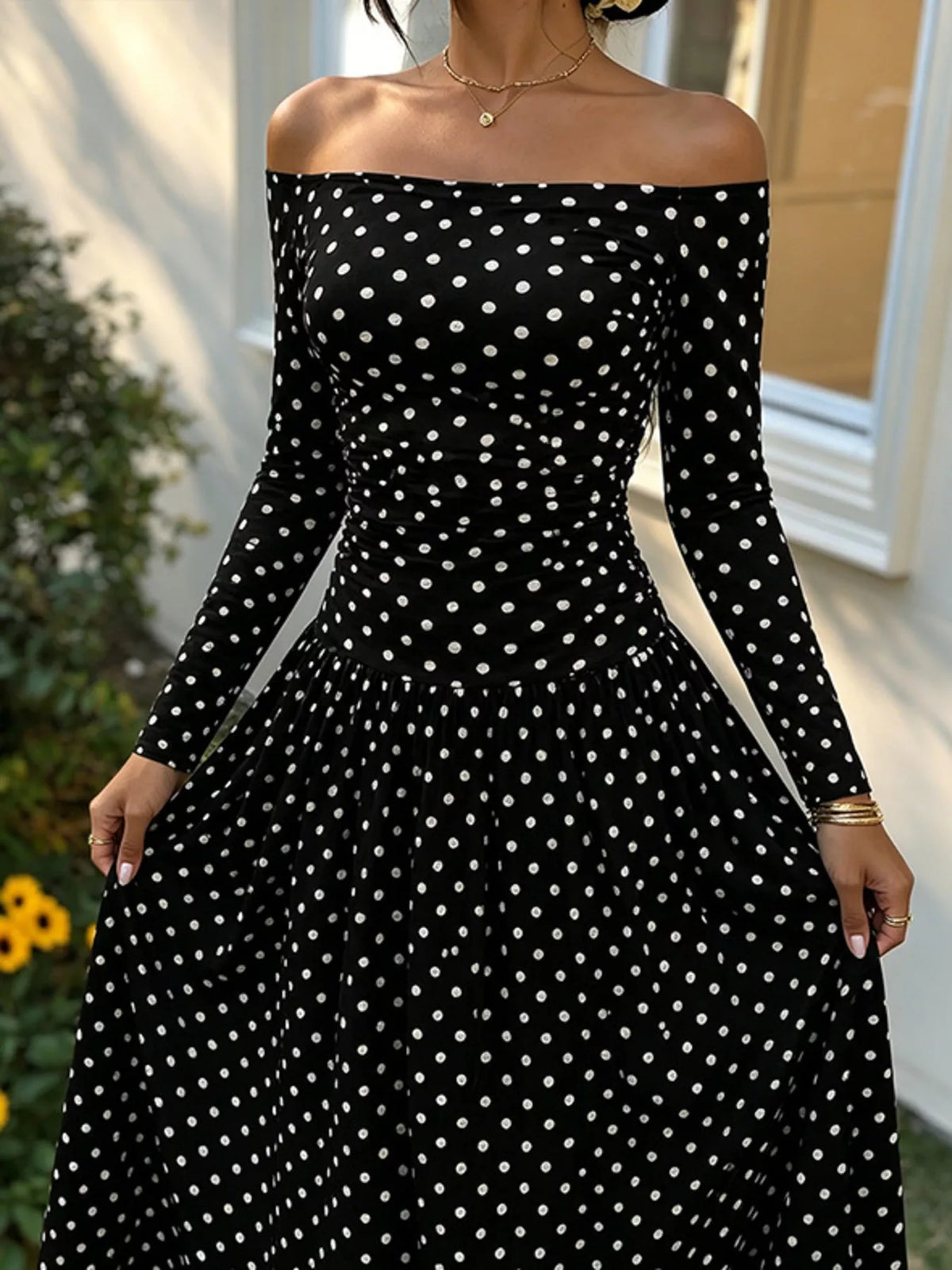 Off-the-Shoulder Maxi Dress - Draped in Grace