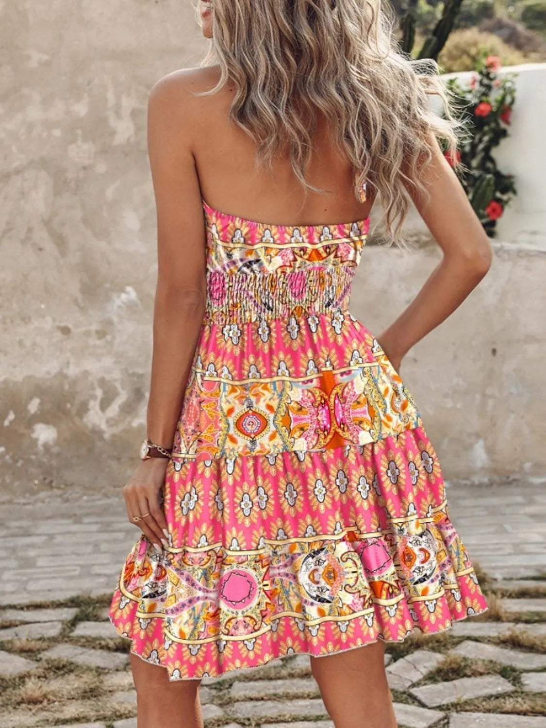 Paisley Print Halter Neck Mini Dress - Draped in Grace