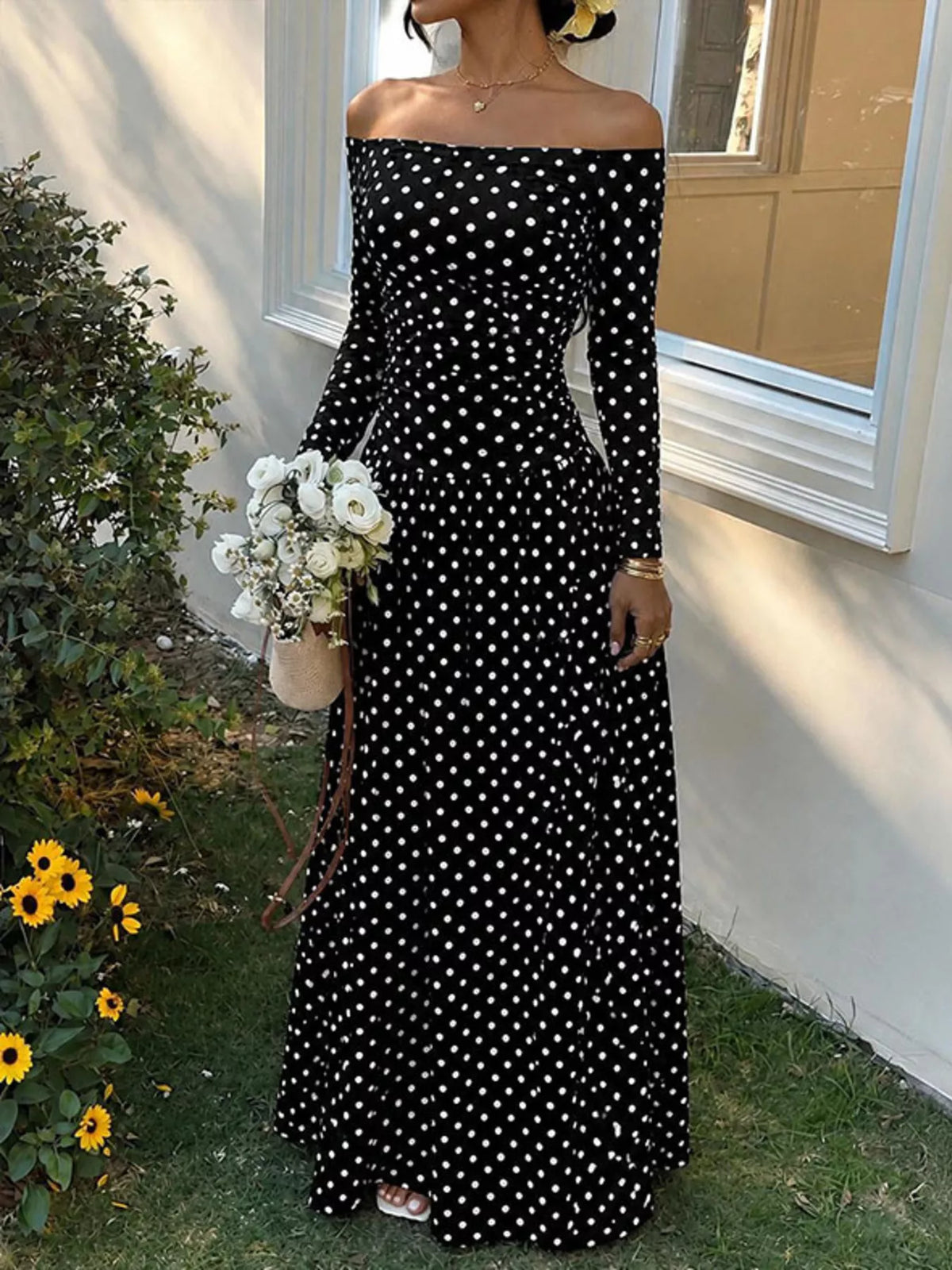 Off-the-Shoulder Maxi Dress - Draped in Grace