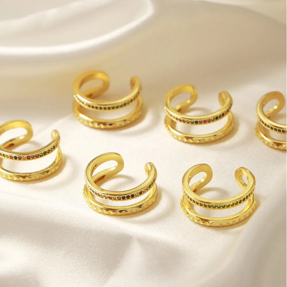 Gold-Plated Czech Diamond Double-Layered Ring - Draped in Grace