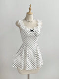 Polka Dot Lace Trim Mini Dress - Draped in Grace