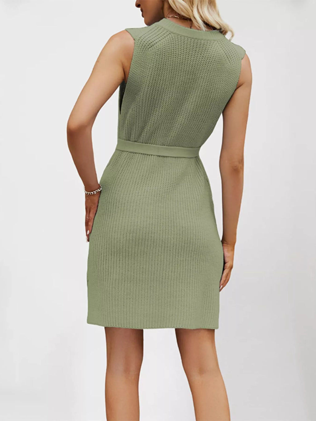 Round Neck Sleeveless Knit Mini Dress - Draped in Grace