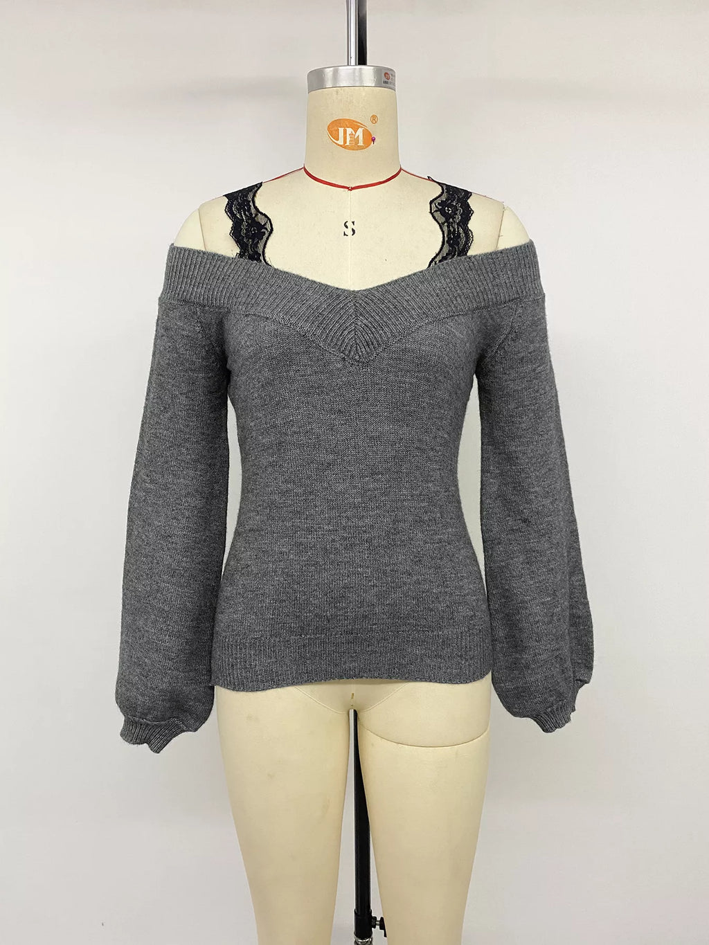 Off-Shoulder Lace Trim Sweater - Draped in Grace