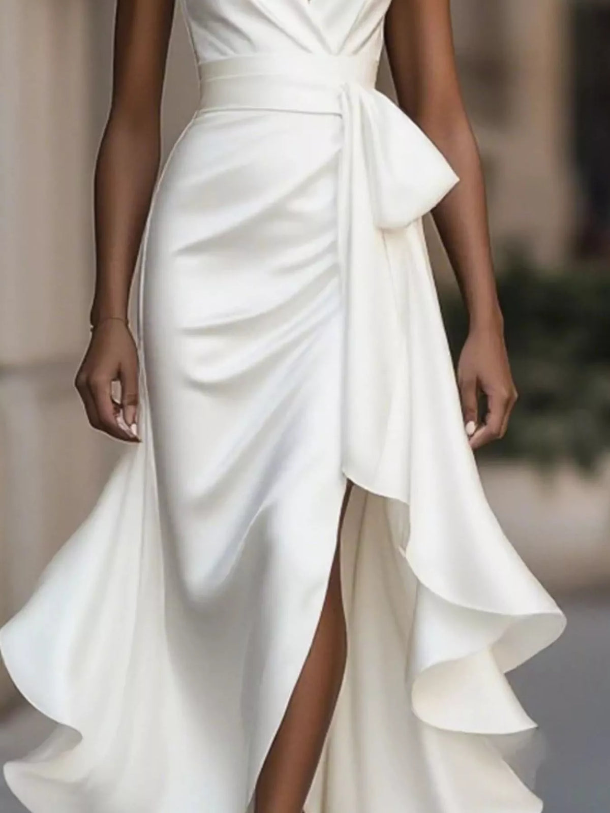 Ruffled Halter Neck Maxi Dress - Draped in Grace