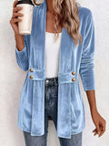 Elegant Velvet Open-Front Outerwear - Draped in Grace