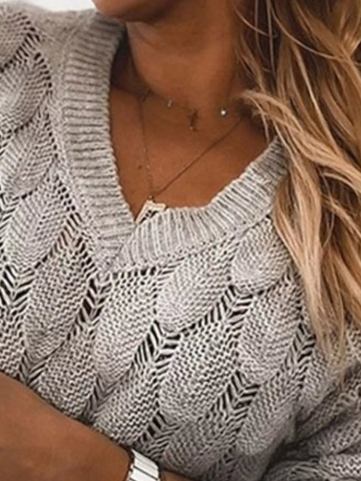 V-Neck Knitted Sweater - Draped in Grace