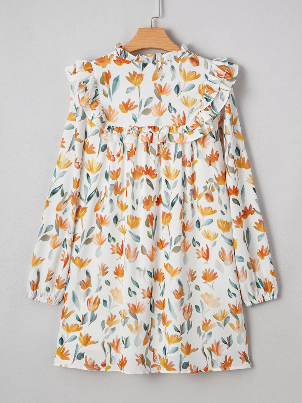 Bohemian Floral Print Ruffle Mini Dress - Draped in Grace