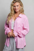 POL Washed Textured Cotton Western Button Front Shirt - Draped in Grace