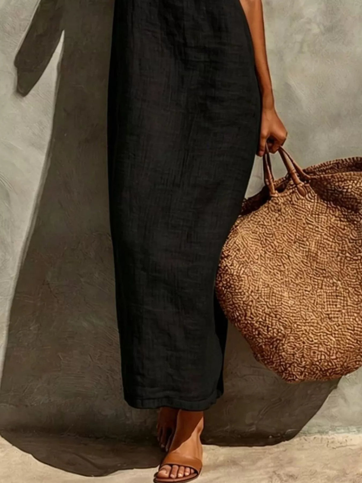 Sleeveless Linen Casual Maxi Dress - Draped in Grace