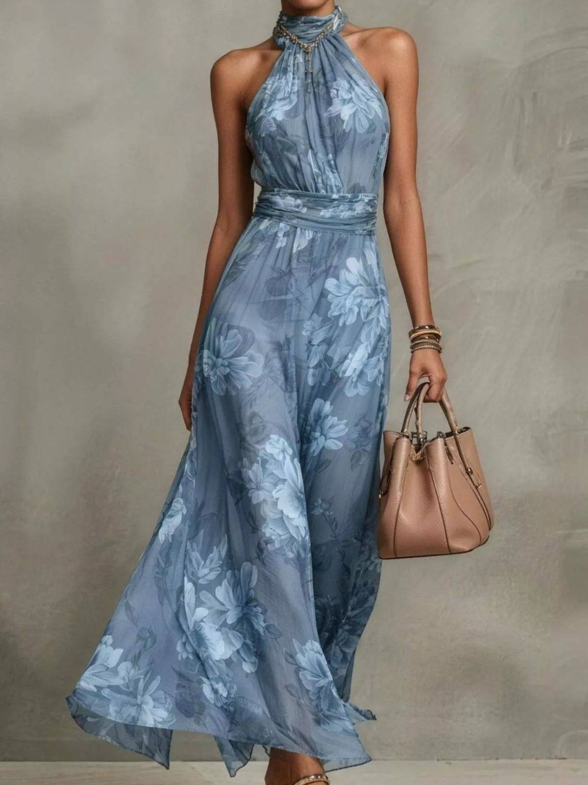 Full Size Floral Print Sleeveless Maxi Dress Plus Size - Draped in Grace