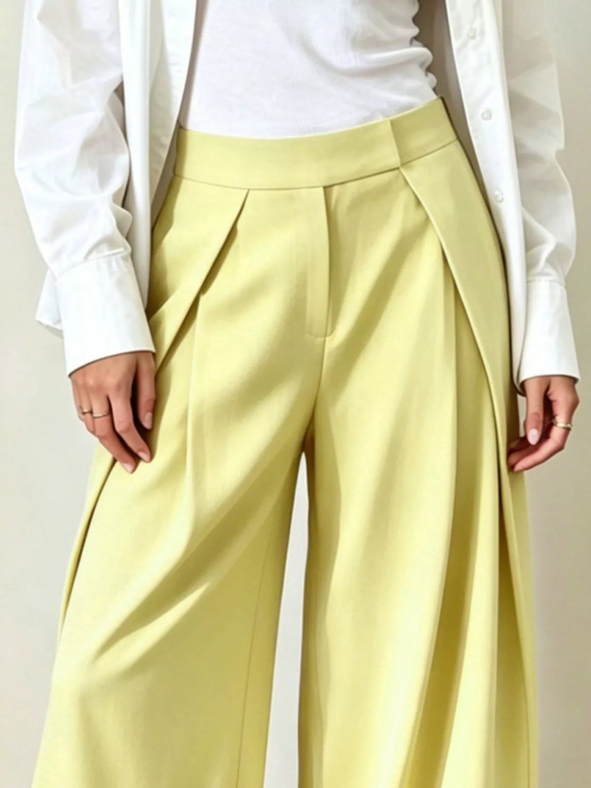 High-Waisted Wide-Leg Pants - Draped in Grace