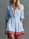 Striped Long Sleeve Shirt Dress - Draped in Grace