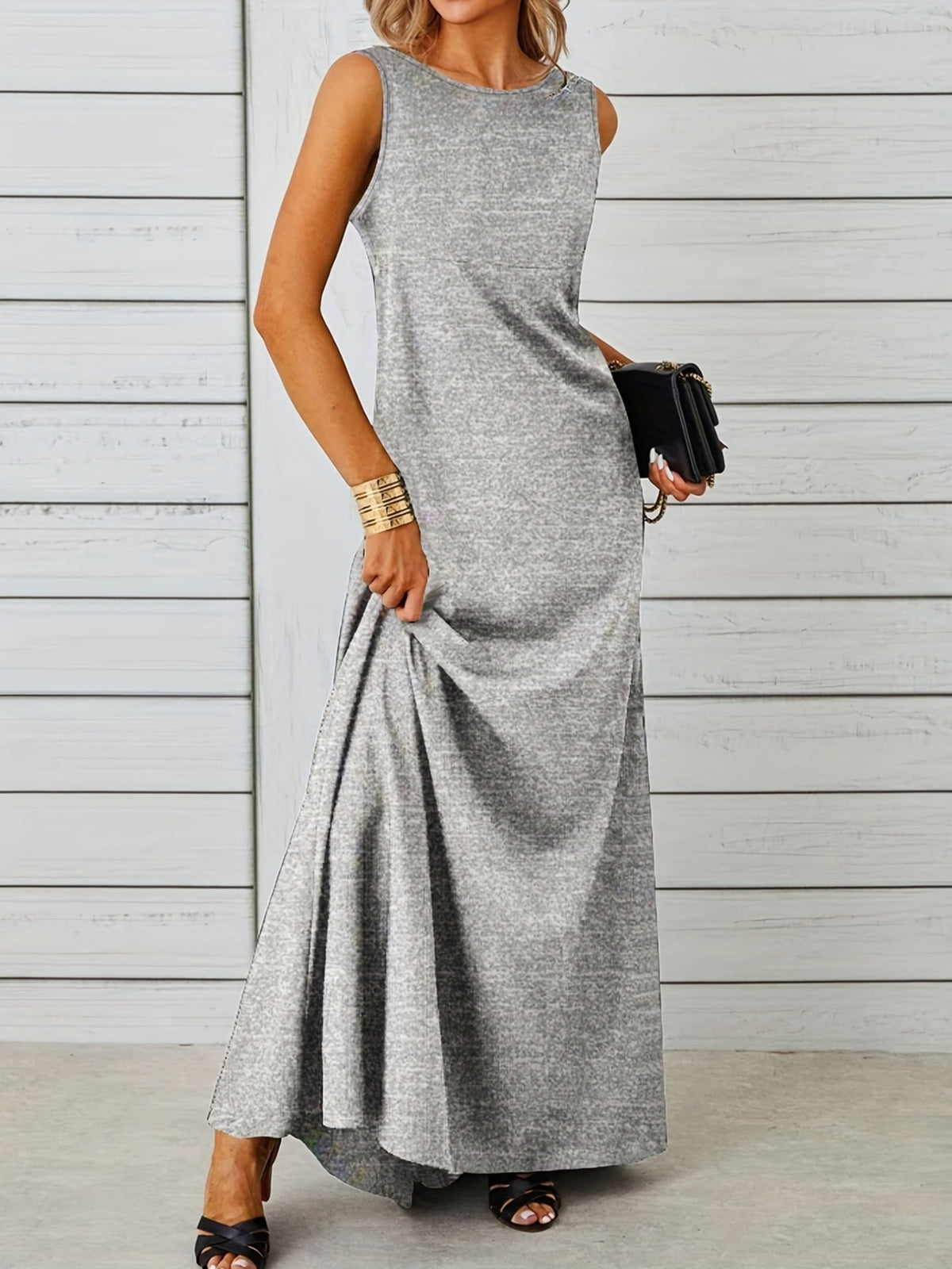 Sleeveless Flowy Maxi Dress - Draped in Grace
