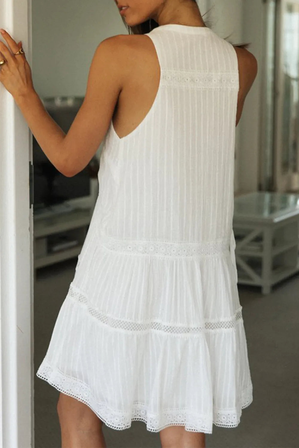 Half Button Sleeveless Mini Dress - Draped in Grace