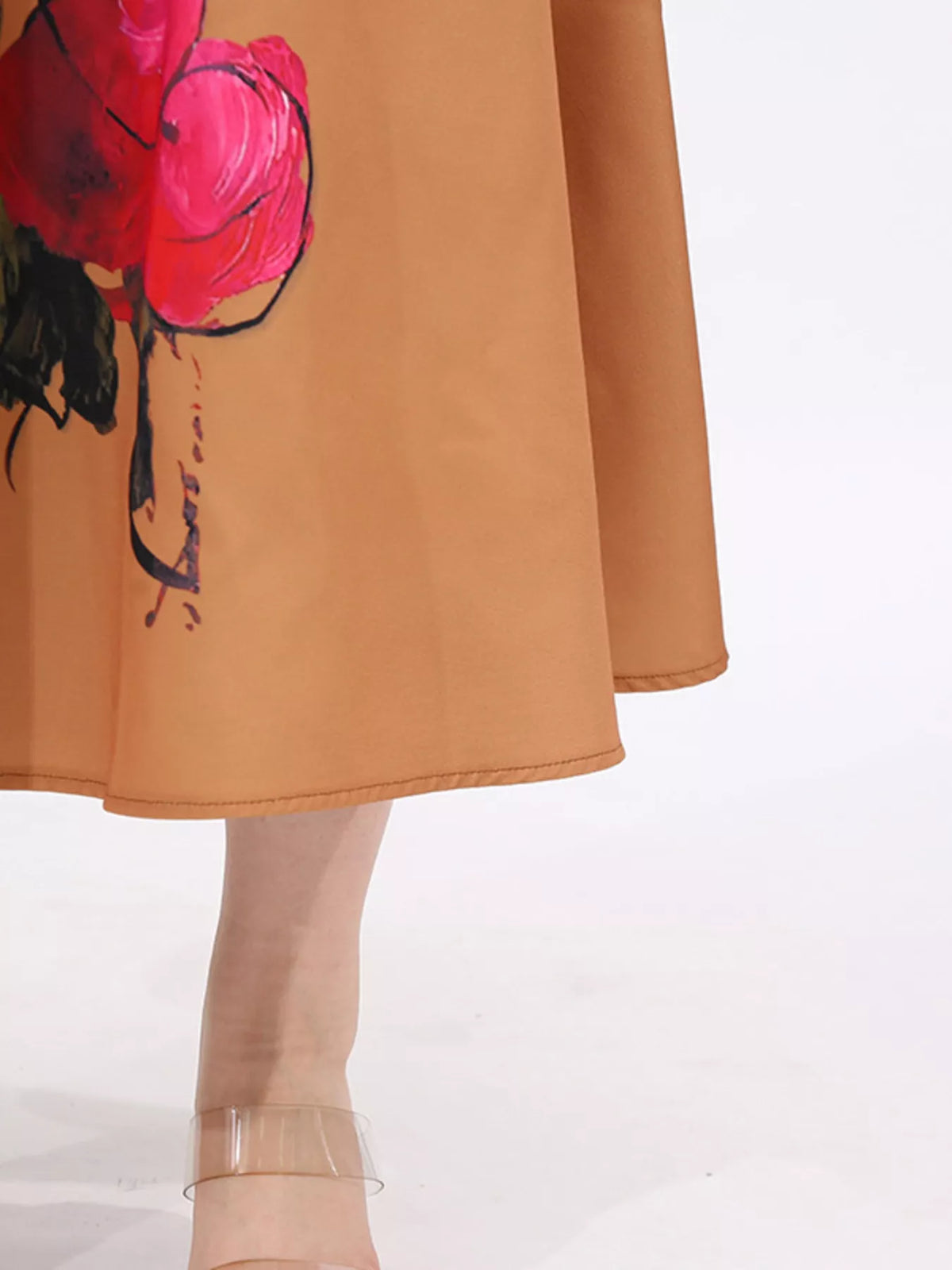 Floral Print Square Neck Midi Dress - Draped in Grace