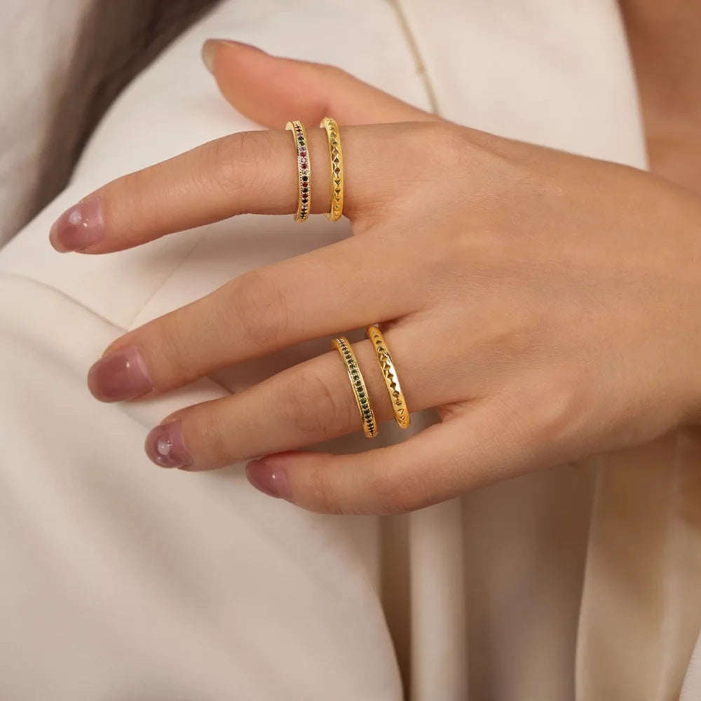 Gold-Plated Czech Diamond Double-Layered Ring - Draped in Grace
