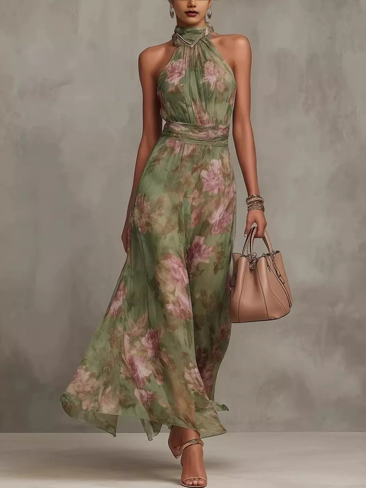 Full Size Floral Print Sleeveless Maxi Dress Plus Size - Draped in Grace