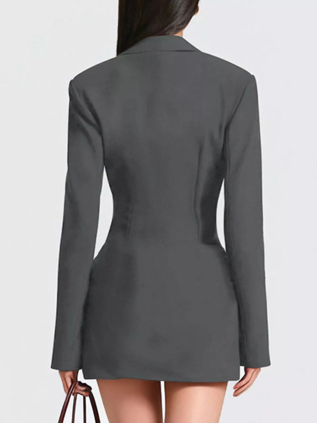 Full Size Blazer-Style Long Sleeve Mini Dress Plus Size - Draped in Grace