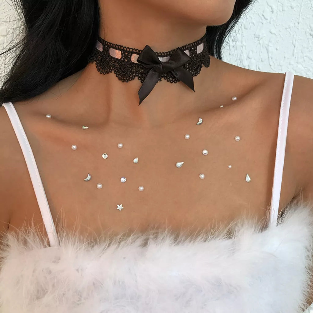 Lace Bow Choker Necklace - Draped in Grace