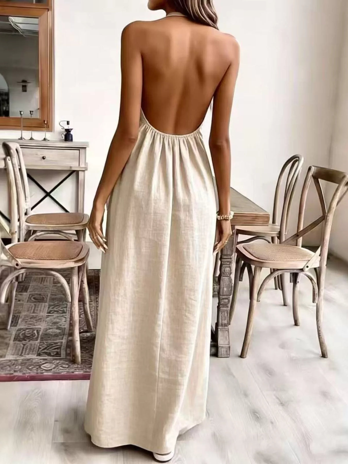 Halter Neck Maxi Dress - Draped in Grace