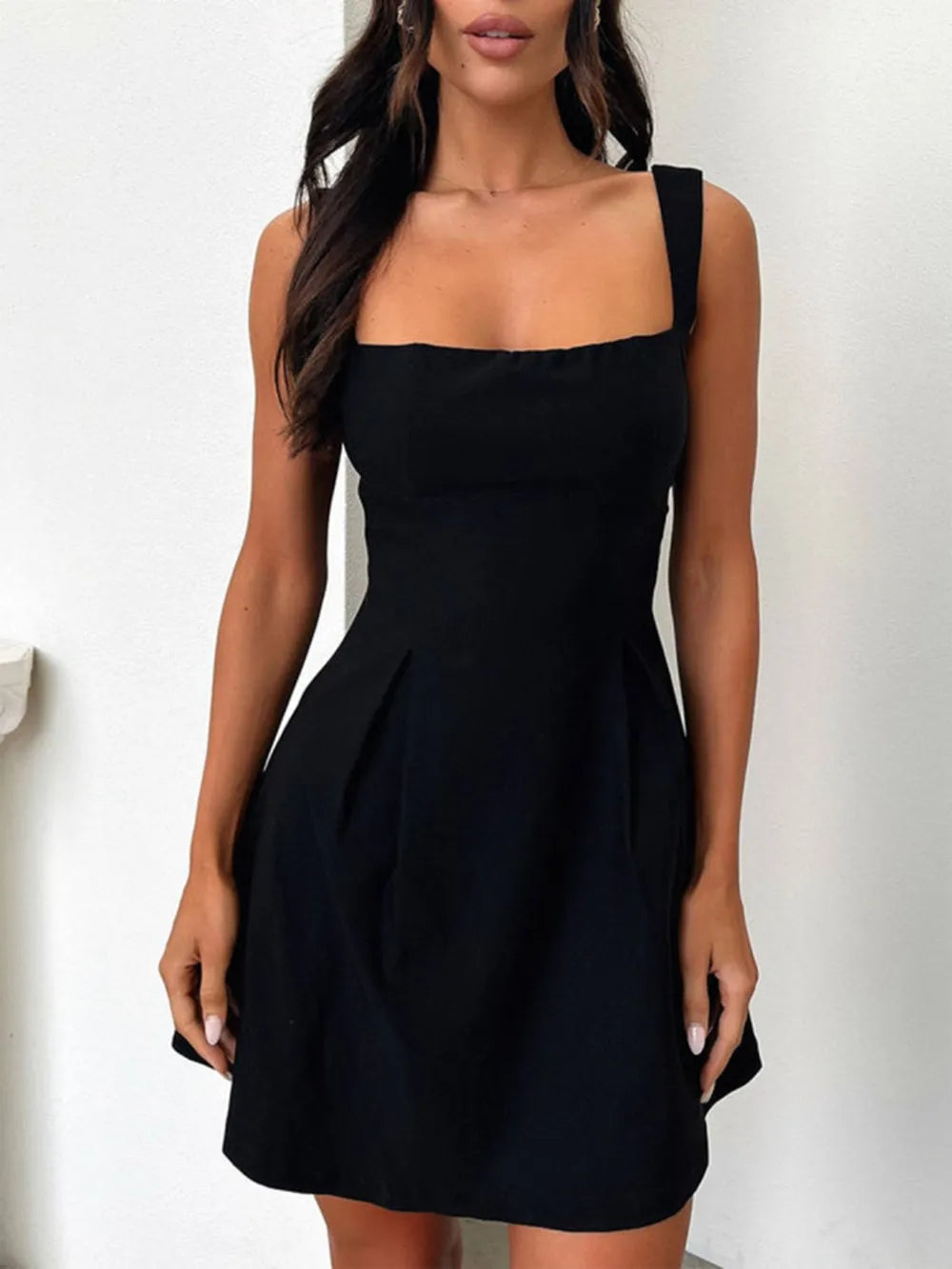 Devine Bow Back Square Neck Mini Dress - Draped in Grace