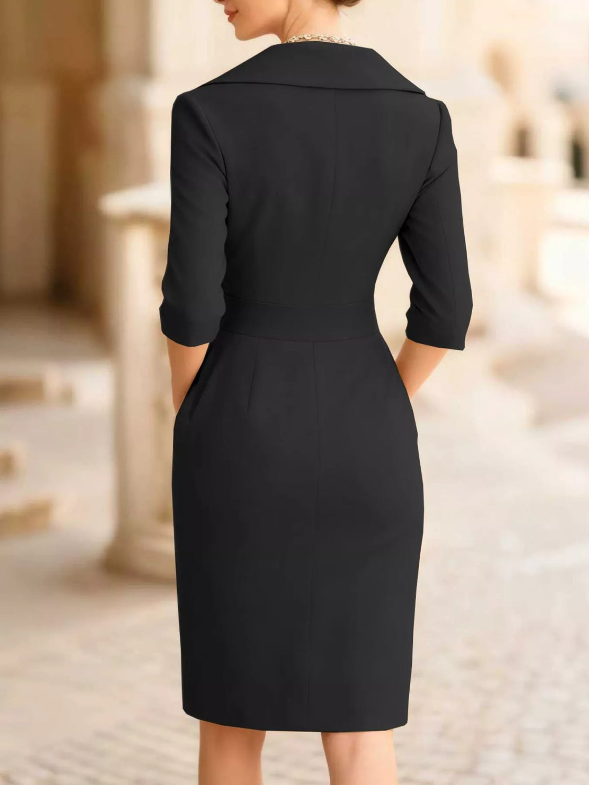 Surplice Long Sleeve Dress - Draped in Grace