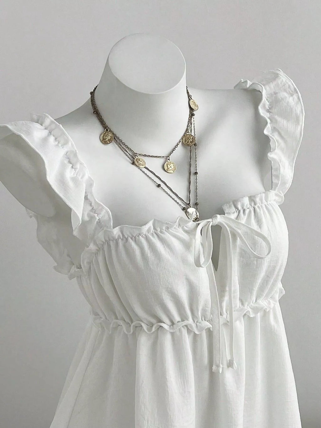 Frill Tie Front Mini Dress - Draped in Grace