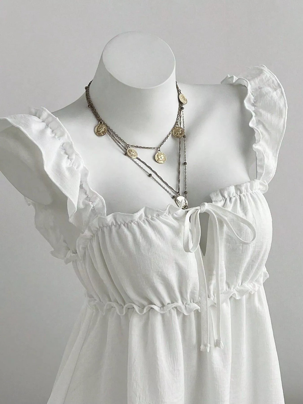 Frill Tie Front Mini Dress - Draped in Grace